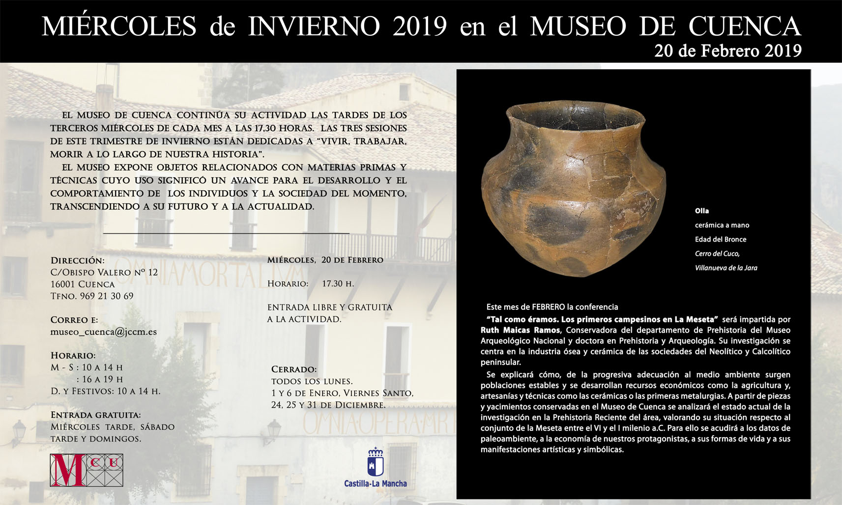 Imagen de la actividad MIÉRCOLES DE INVIERNO EN EL MUSEO DE CUENCA. 20 de Febrero de 2019 Imagen de la actividad MIÉRCOLES DE INVIERNO EN EL MUSEO DE CUENCA. 20 de Febrero de 2019