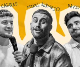 Show Bufones o Leyendas con Mikel Bermejo, Álvaro Casares y David Puerto: comedia en directo, improvisación y público participativo.