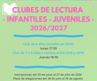 Clubes de lectura infantiles 6 años - 7 y 8 años - Plazo de inscripción
