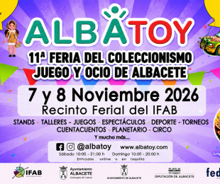 AlbaToy es la Feria del Coleccionismo, Juego y Ocio de Albacete se abre en una pestaña nueva, un evento multidisciplinar que reúne a aficionados y familias en torno al mundo del coleccionismo, los videojuegos, los juegos tradicionales y la cultura pop.